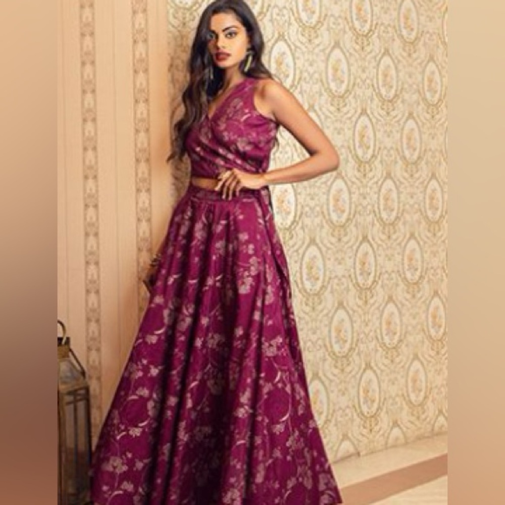 Chic, sophistication lengha with wrap blouse.